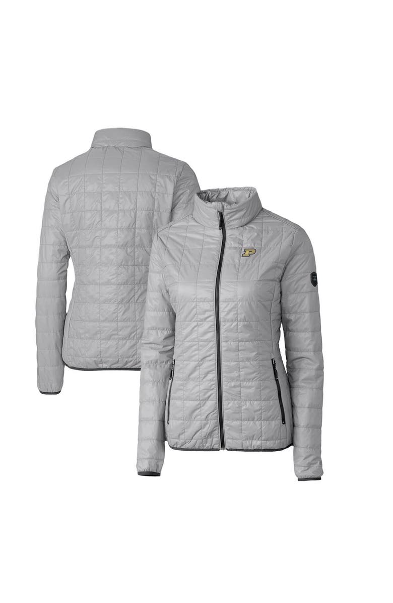 Cutter & Buck Women's Cutter & Buck Gray Purdue Boilermakers Rainier Eco Insulated Puffer Full-Zip Jacket, Main, color,