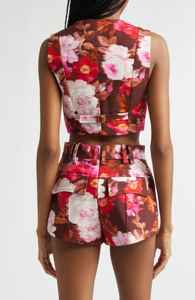 Zimmermann Luna Print Drill Vest, Alternate, color, Chocolate Rose