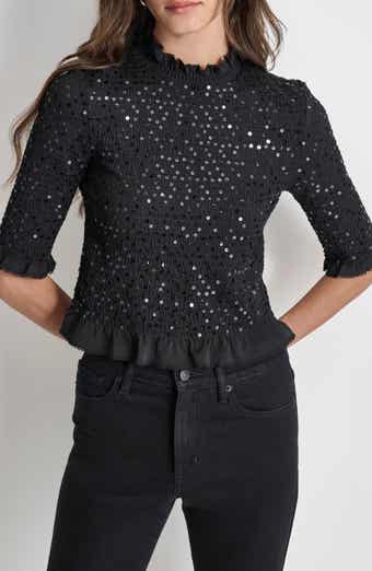 Avec Les Filles Sequin Long Sleeve Crop Blouse | Nordstromrack Avec Les Filles Sequin Long Sleeve Crop Blouse | Nordstromrack