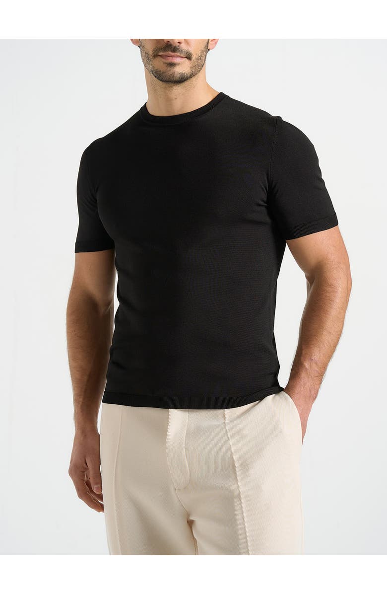 Manière De Voir Ellis Luxe Knitted T-Shirt, Alternate, color, Black