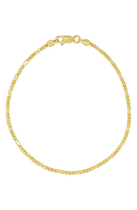 Men's 14K Gold Box Figaro Chain Bracelet
