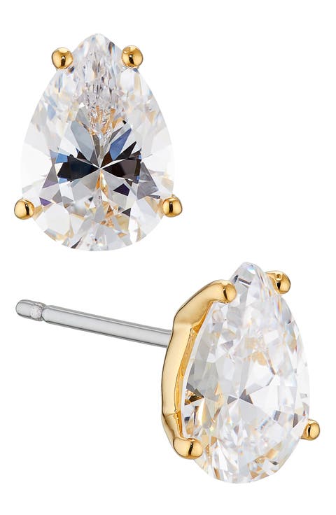 Modern Luv Pear Cu Cubic Zirconia Stud Earrings
