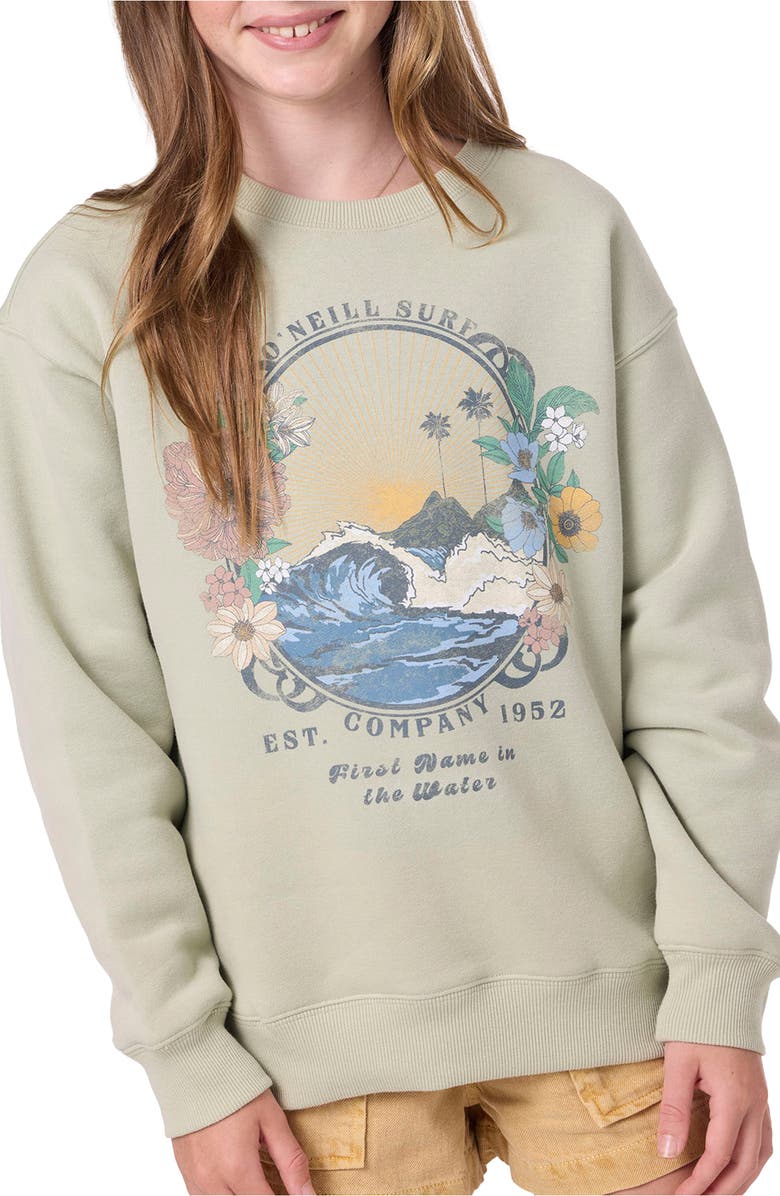 O
Neill Kids
 Skylar Wave Graphic Sweatshirt, Alternate, color, Desert Sage