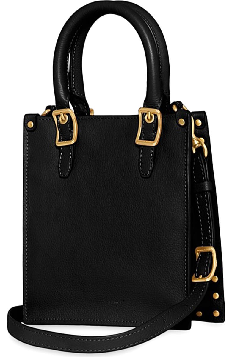 Rebecca Minkoff Mini Studded Leather Tote, Alternate, color, Black