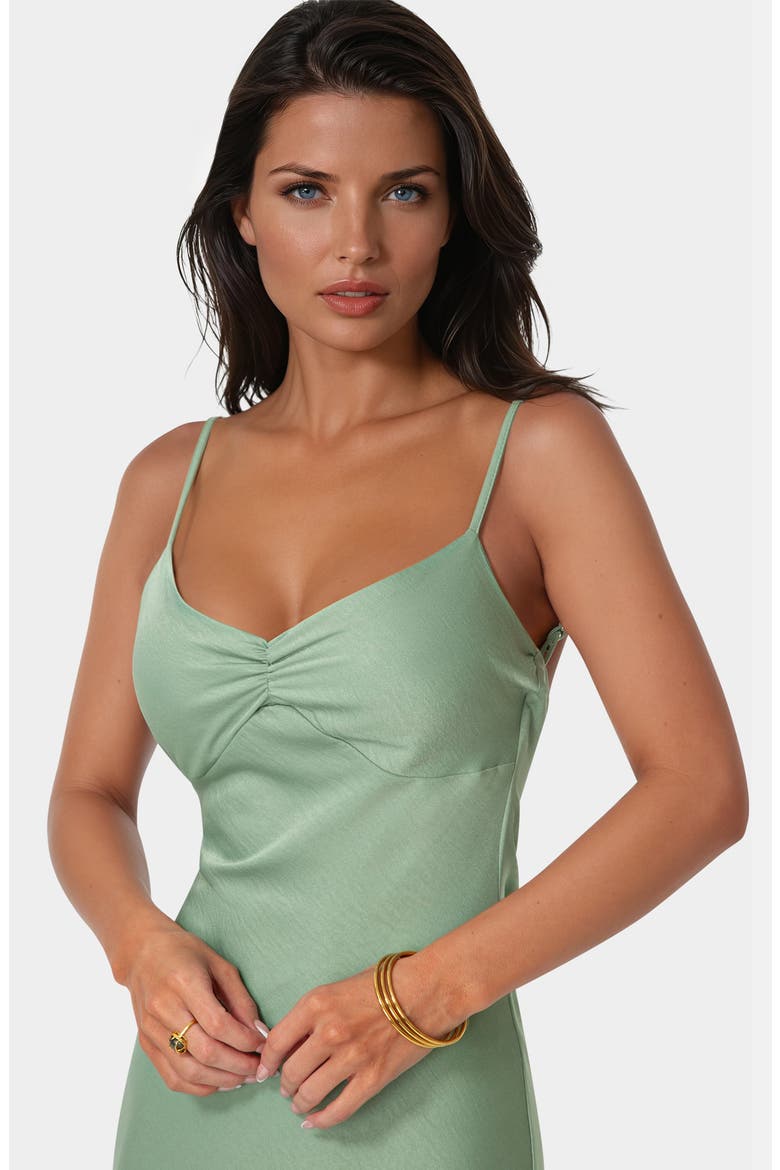 Draped Back Crepe Maxi Slipdress, Alternate, color, SAGE