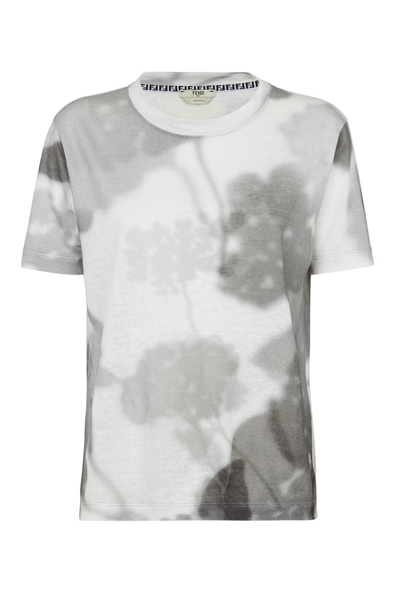 Shady Flowers Linen Jersey T-Shirt, Main, color, BLACK