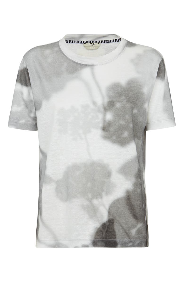 Fendi Shady Flowers Linen Jersey T-Shirt, Main, color, 