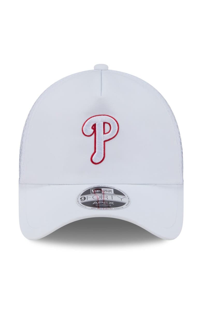 New Era Men's New Era White Philadelphia Phillies 2026 Batting Practice Apex 9FORTY Adjustable Trucker Hat, Alternate, color, White