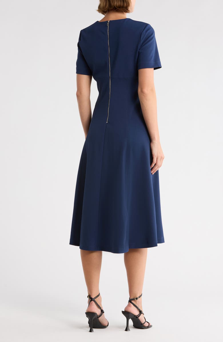 DKNY Jewel Neck Fit & Flare Dress, Alternate, color, Indigo