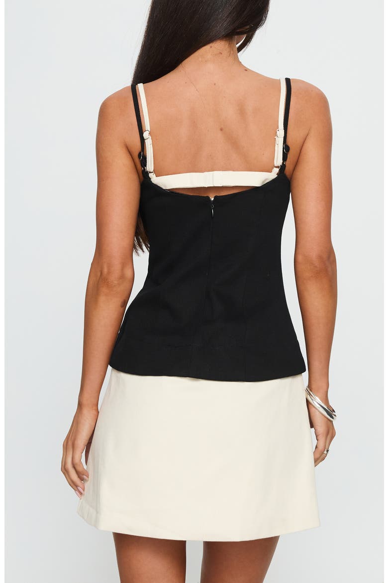 Mariselle Layered Cotton Corset Minidress, Alternate, color, BLACK / CREAM