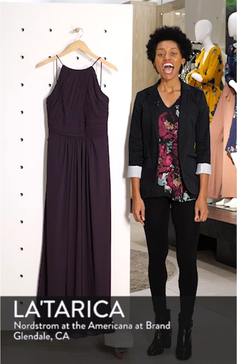 Low Back Pleat Chiffon A-Line Gown, sales video thumbnail