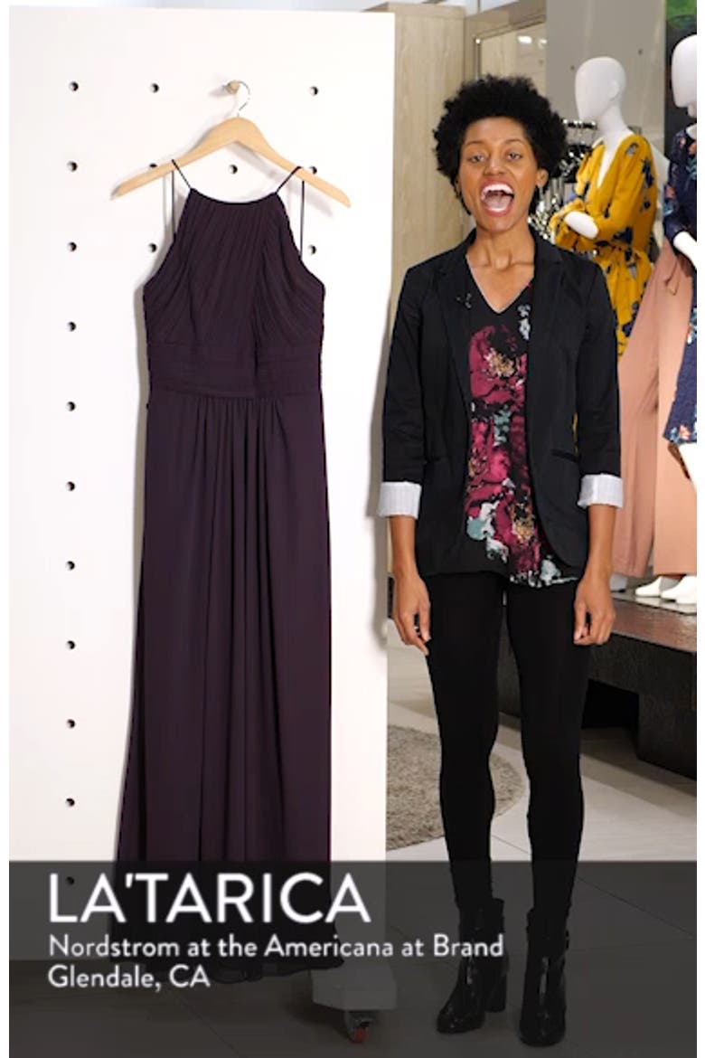 Low Back Pleat Chiffon A-Line Gown video