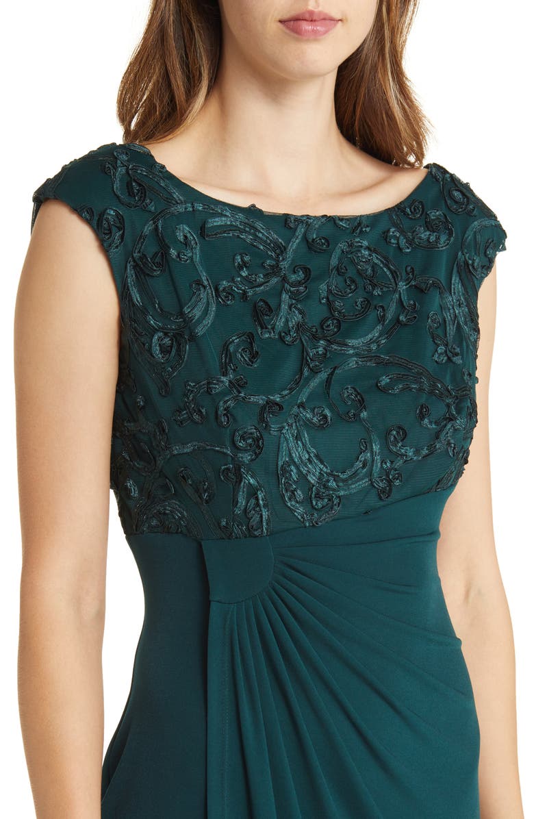 Connected Apparel Soutache Bodice Dress, Alternate, color, Hunter