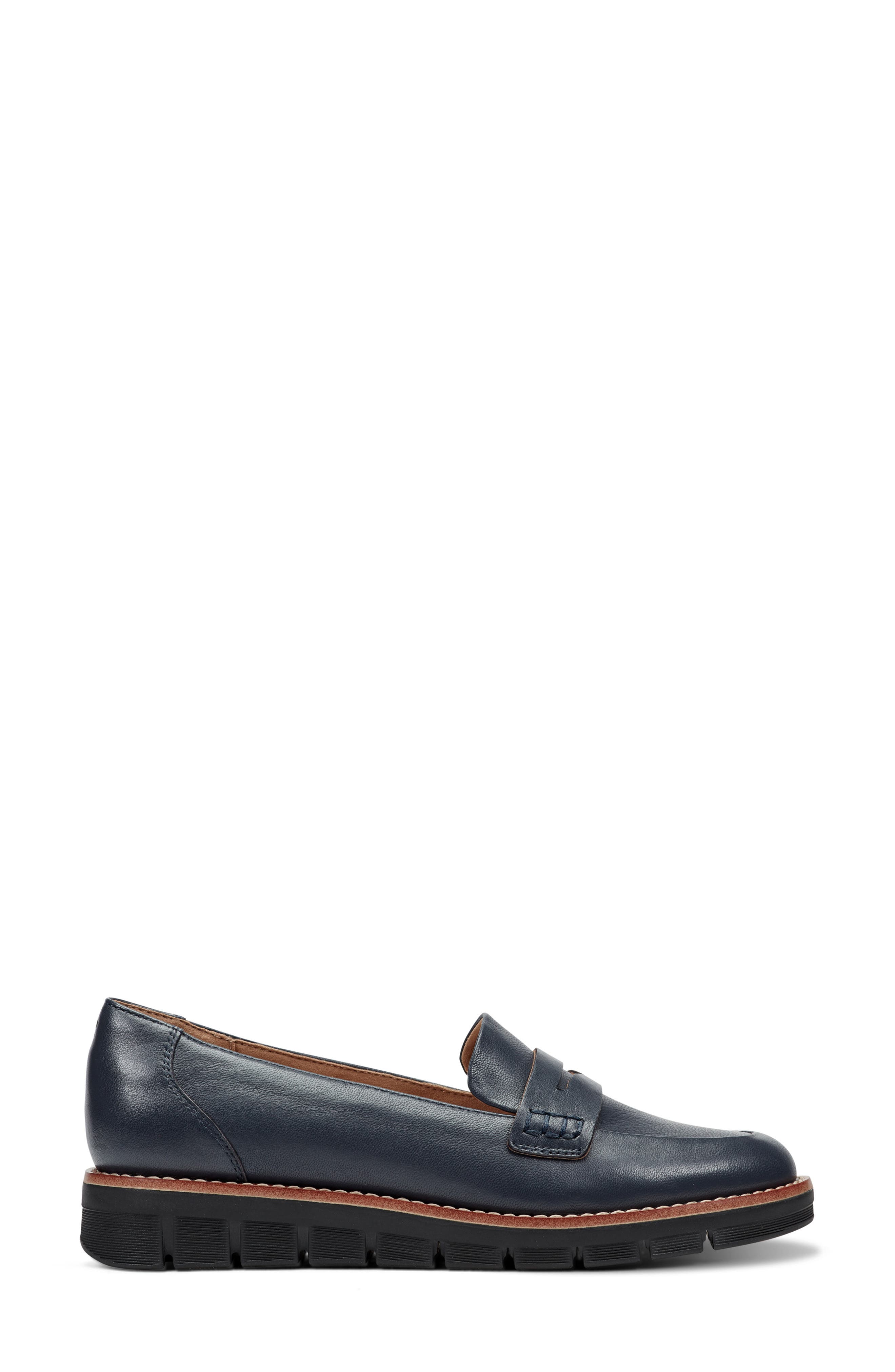Velia Penny Loafer, Alternate, color, DARK BLUE LEATHER