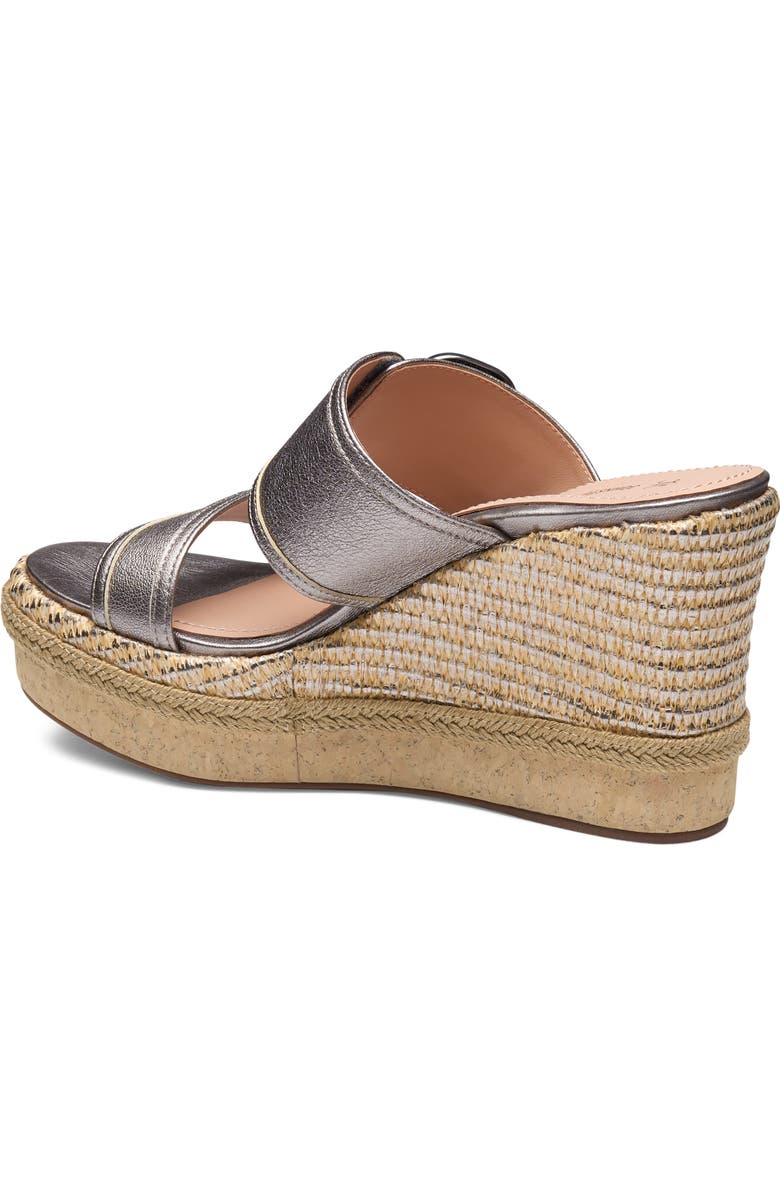 Johnston & Murphy Addison Buckle Platform Wedge Slide Sandal, Alternate, color, Light Bronze Sheepskin
