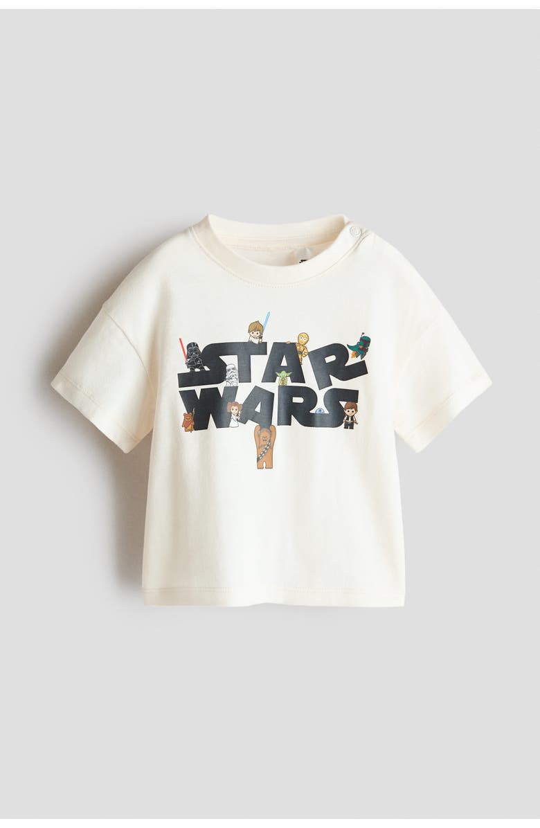 H&M Printed Cotton T-shirt, Main, color, White/Star Wars