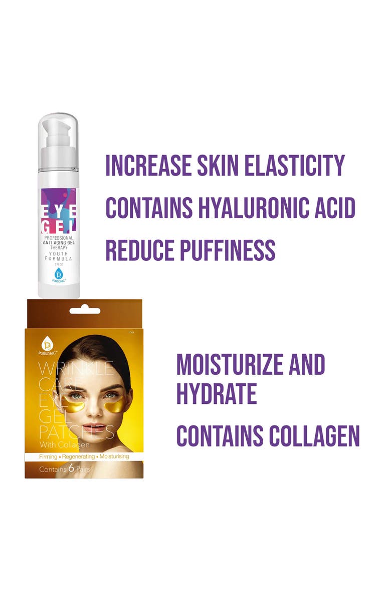 PURSONIC Youthful Eyes Bundle Professional Anti Aging Eye Gel 2 Oz & Wrinkle Care Eye Gel Patches, Alternate, color,