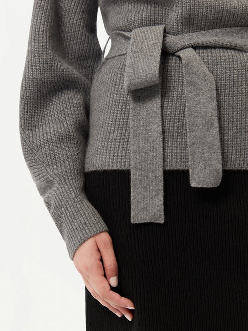 Gobi Mongolian Cashmere Belted Cashmere Turtleneck In Dim Gray