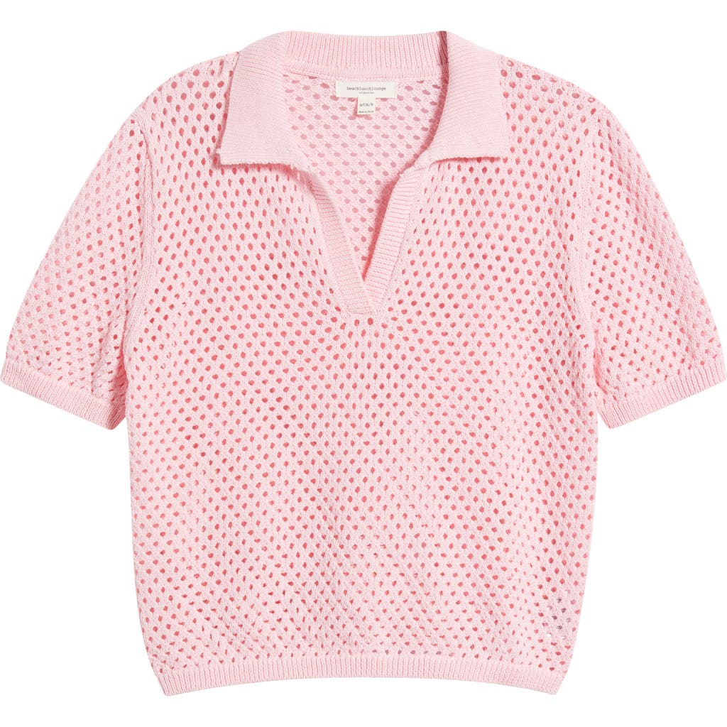 BEACHLUNCHLOUNGE BEACHLUNCHLOUNGE TAE SHORT SLEEVE OPEN KNIT POLO SWEATER