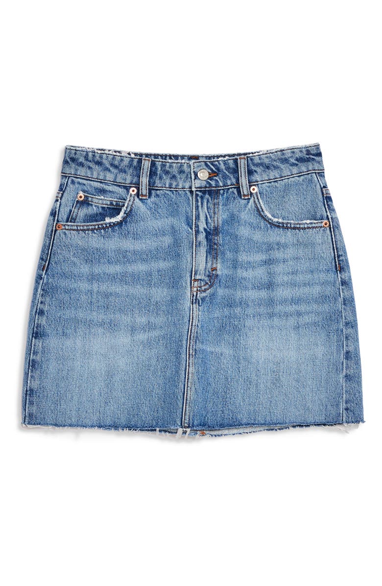 Topshop Frayed Hem Miniskirt, Alternate, color, 
