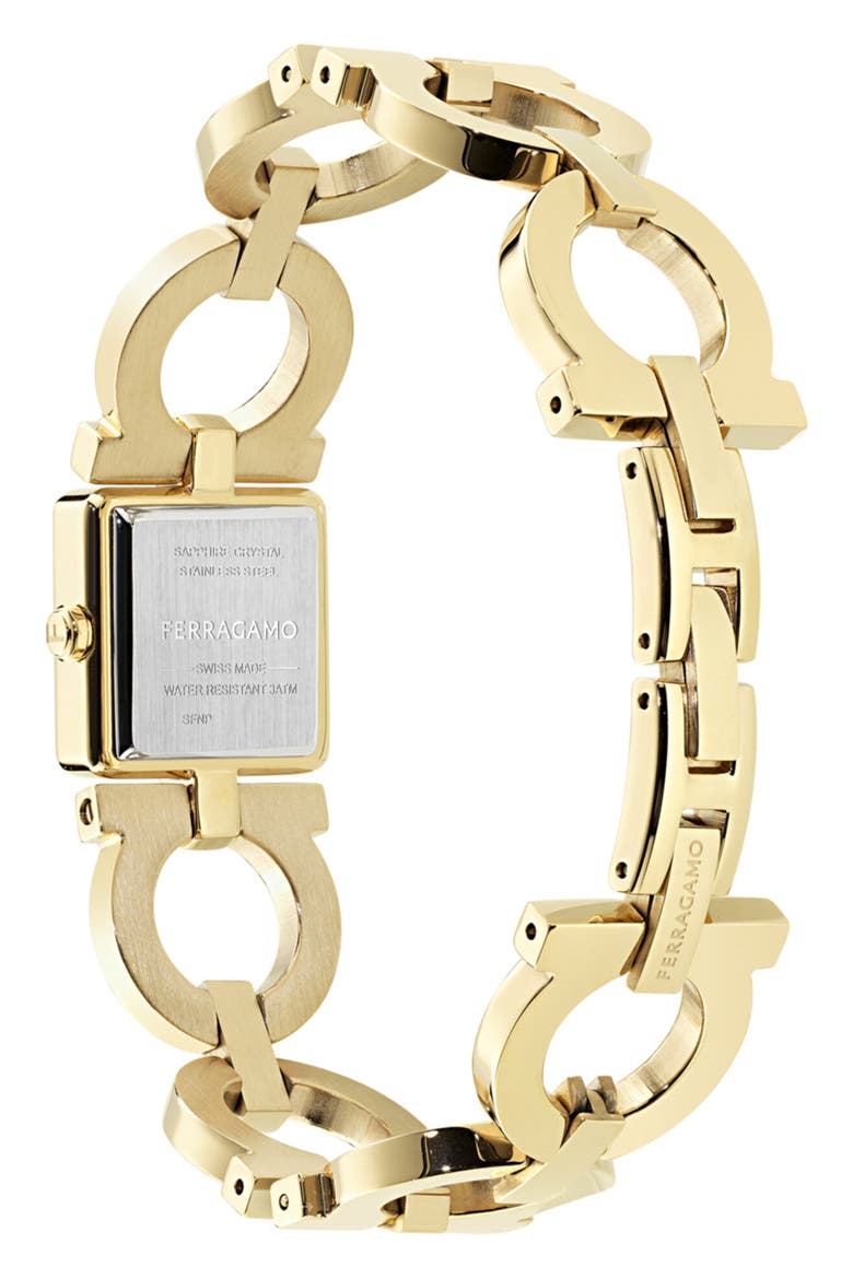 Double Gancini Square Bracelet Watch, 19mm x 19mm, Alternate, color, IP YELLOW GOLD