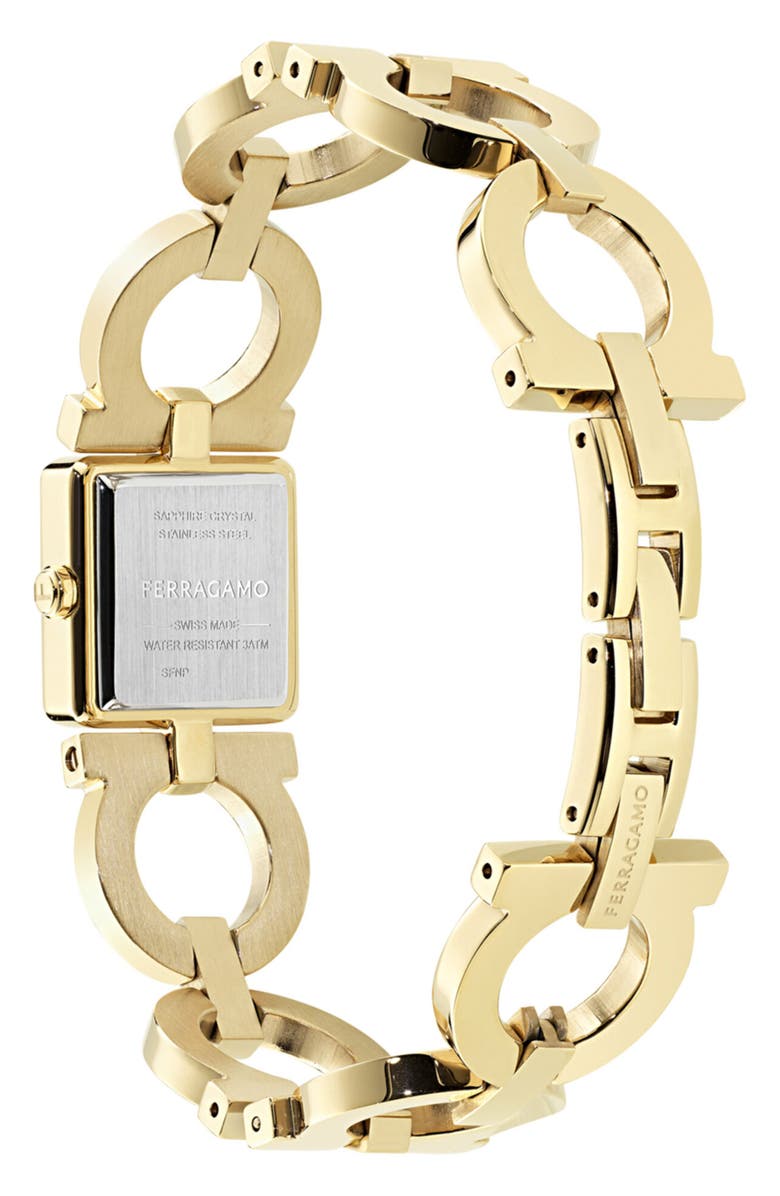 FERRAGAMO Double Gancini Square Bracelet Watch, 19mm x 19mm, Alternate, color, Ip Yellow Gold