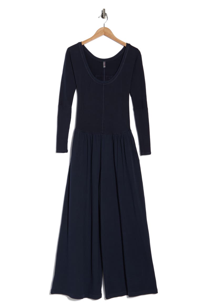 FP Movement Hot Shot Wide Leg Long Sleeve Jumpsuit, Alternate, color, BLUE/ NAVY