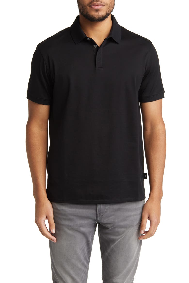 Solid Cotton Polo, Main, color, BLACK