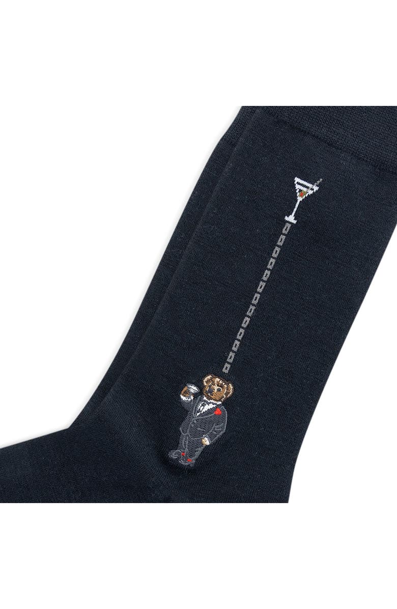 Polo Ralph Lauren Martini Bear Embroidered Dress Socks, Alternate, color, Black