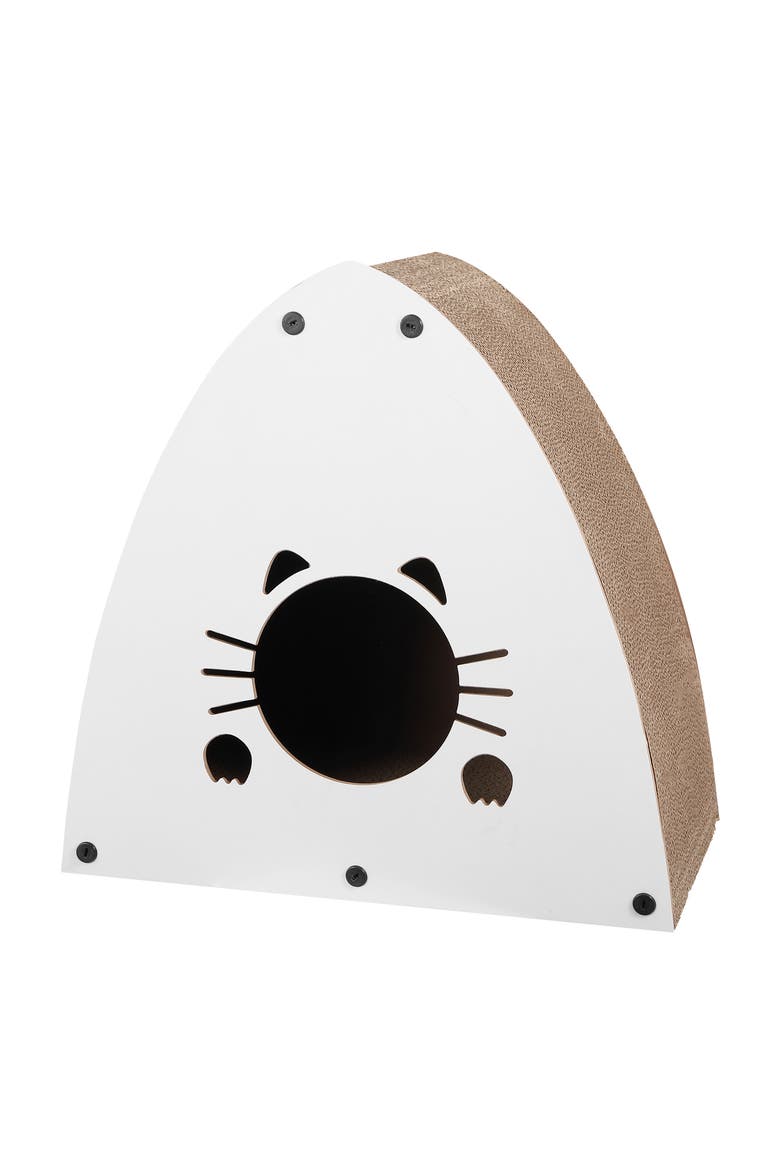 Koko Cardboard Triangle Cat Cave Scratcher with Catnip, Alternate, color, Gray