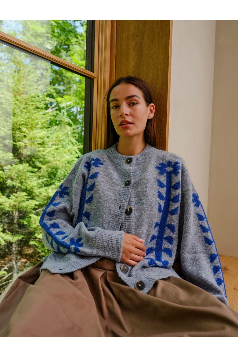 Flower Power Alpaca Cardigan, Alternate, color, Bluebell