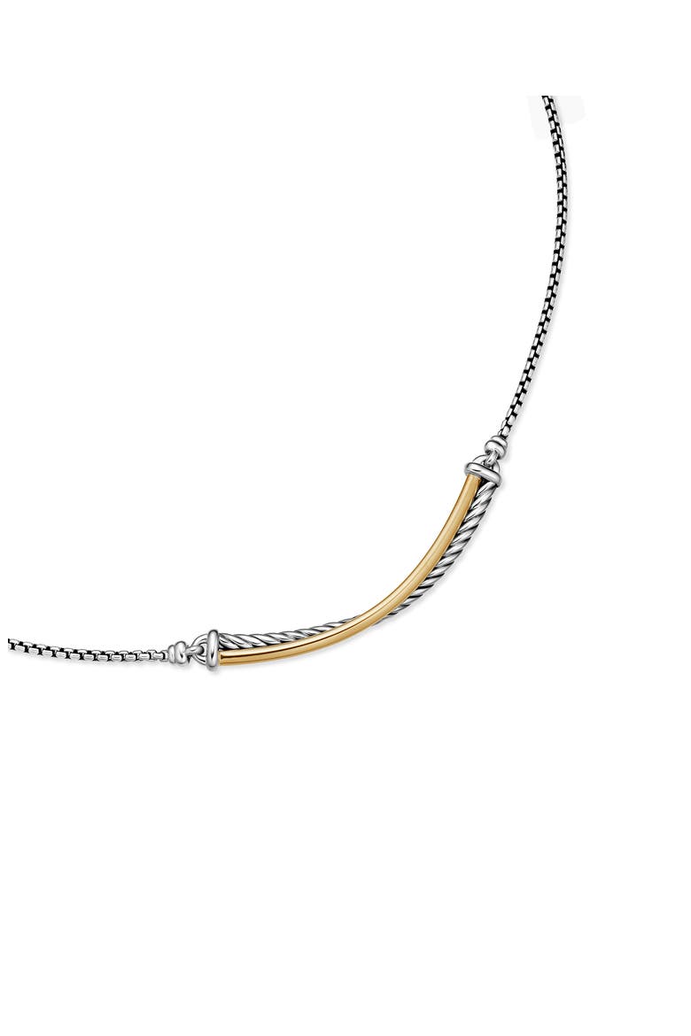 Crossover Bar Necklace with 18K Gold, Alternate, color, SILVER/ GOLD