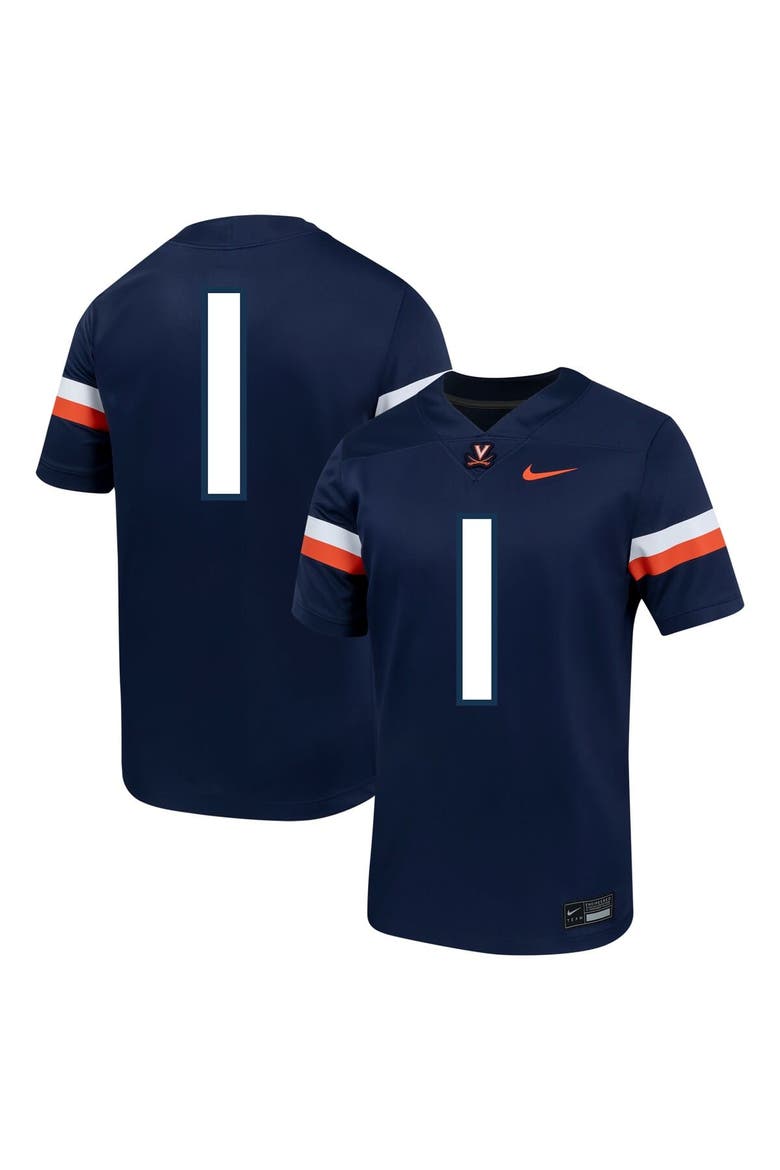 Men's Nike #1 Navy Virginia Cavaliers Untouchable Football Jersey, Main, color, Navy
