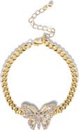 Jessica Simpson Gold-Tone Butterfly Crystal Chain Bracelet
