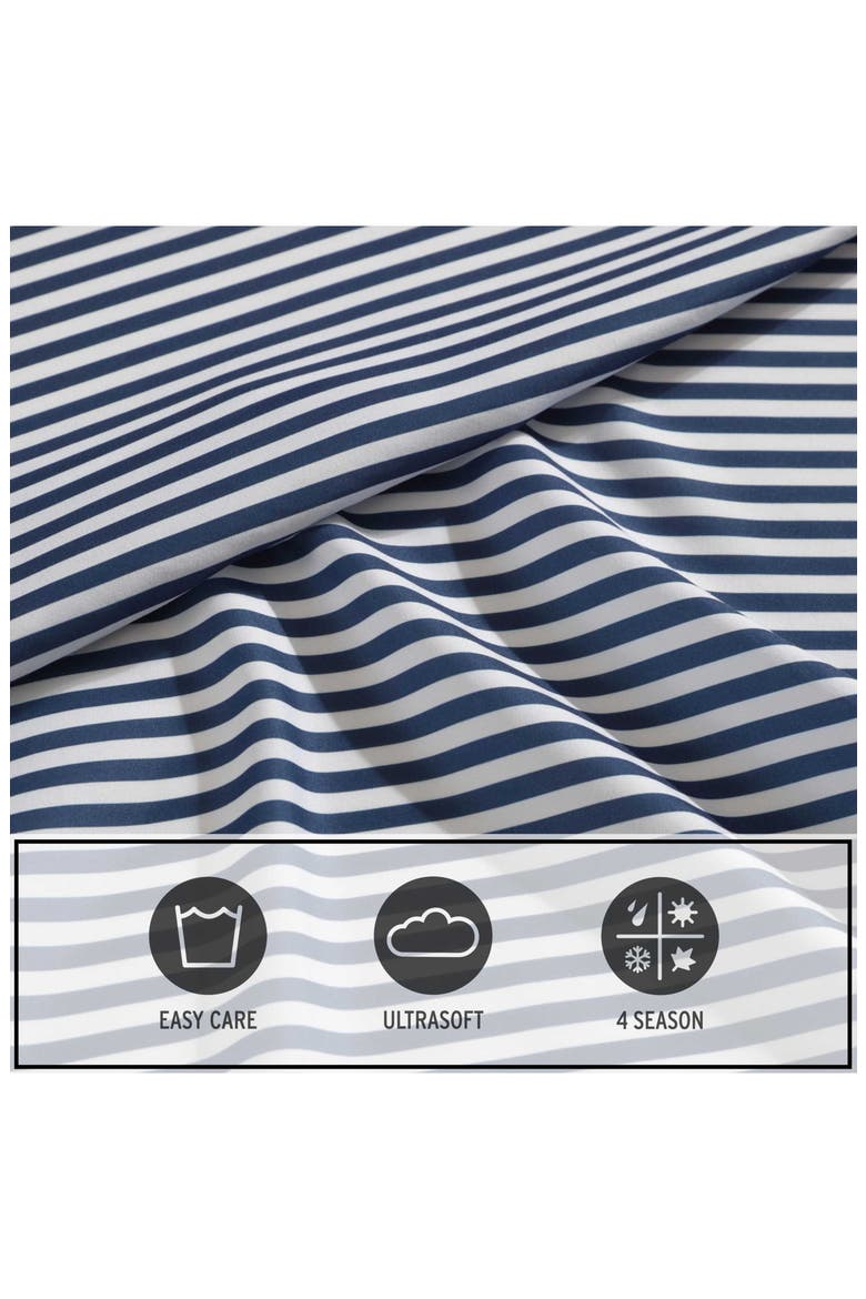 Vivid Stripe Microfiber Sheet Set, Alternate, color, WHITE/ MOON BLUE