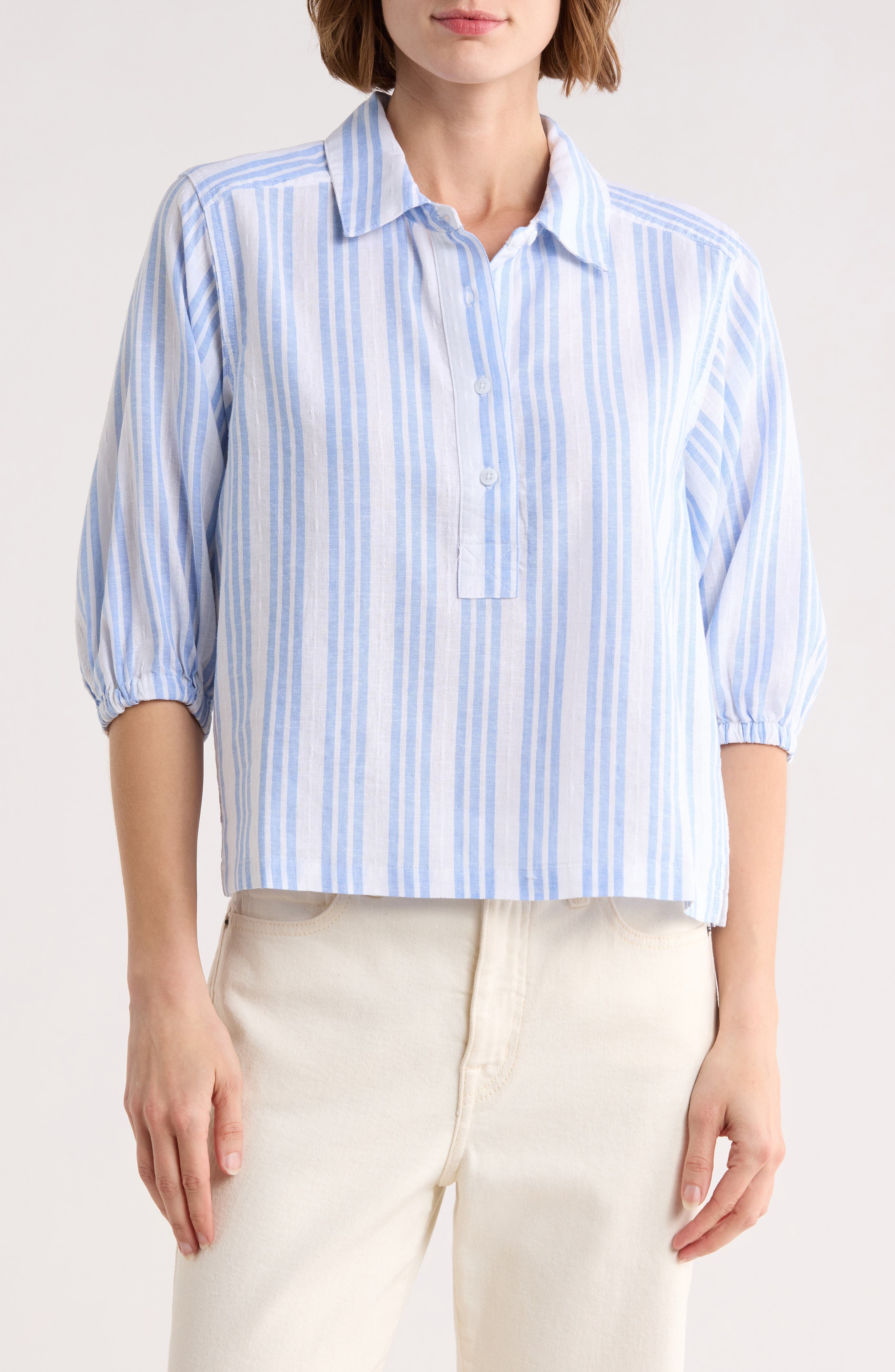 Splendid Addison Stripe Linen Blend Crop Top
