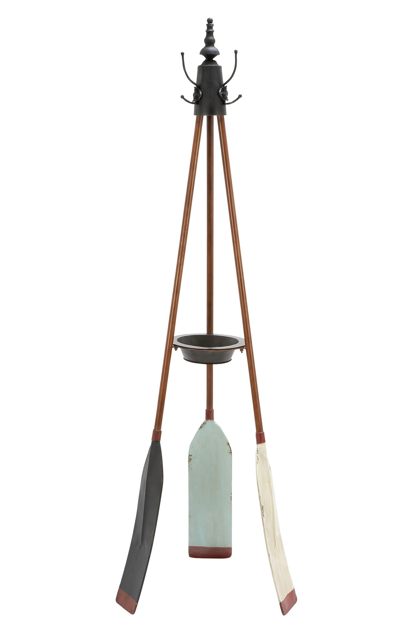 WILLOW ROW Brown Metal Coastal Coat Rack