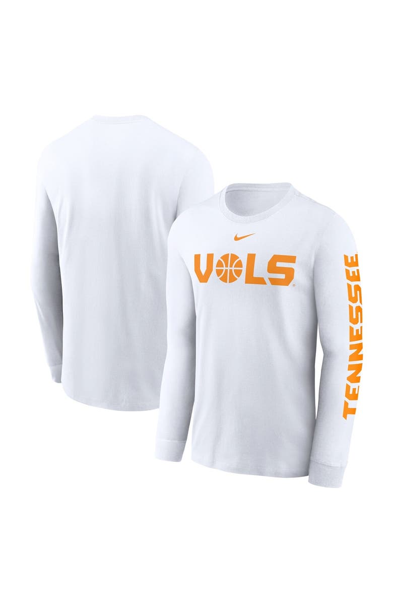 Nike Men's Nike  White Tennessee Volunteers Basketball Icon Two-Hit Long Sleeve T-Shirt, Main, color, White