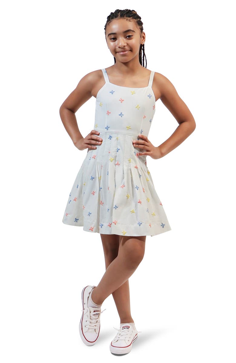 Truce Kids' Bow Print Open Back Cotton Sundress, Alternate, color, White