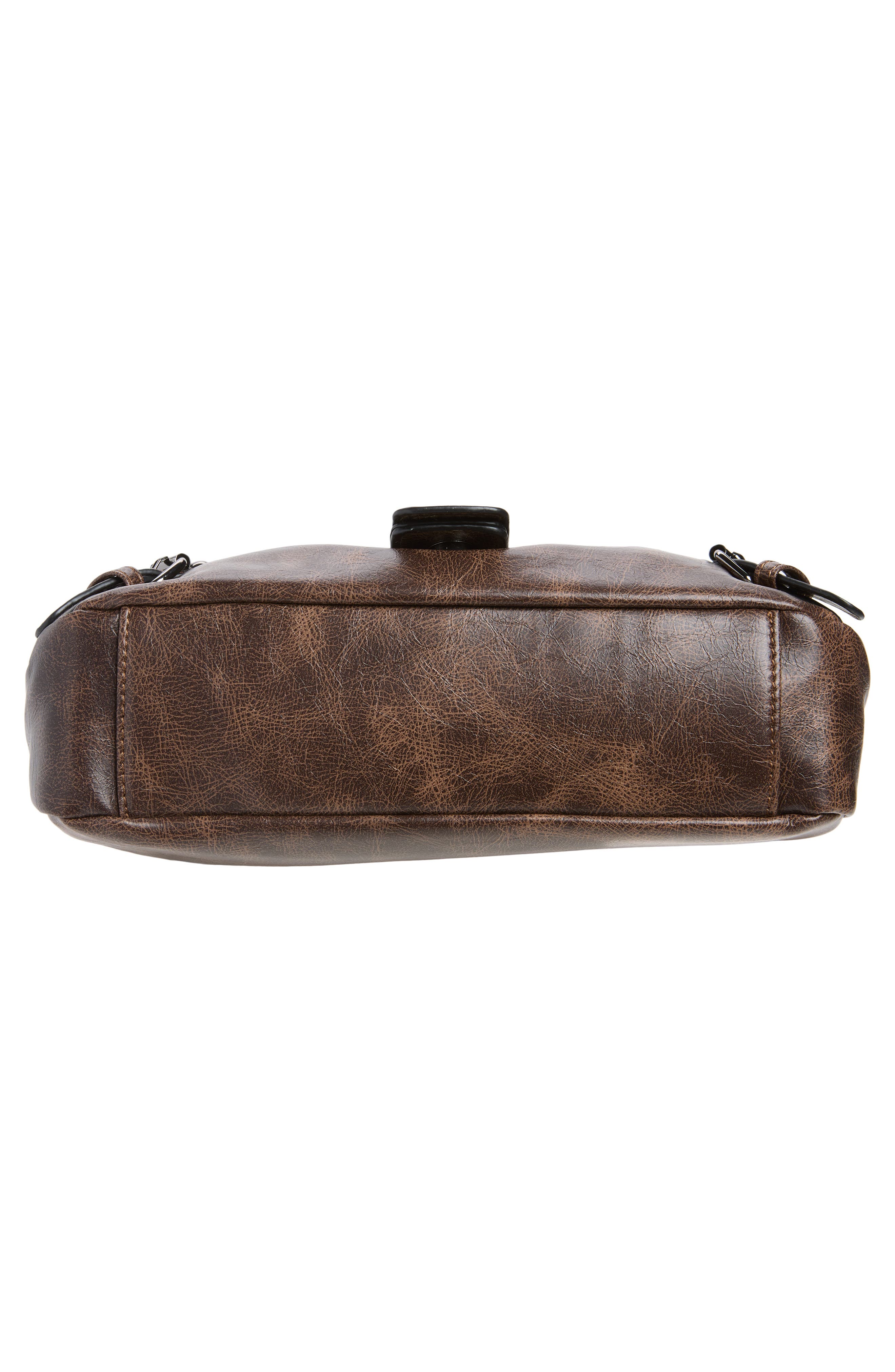 Faux Leather Buckle Mini Bag, Alternate, color, BROWN