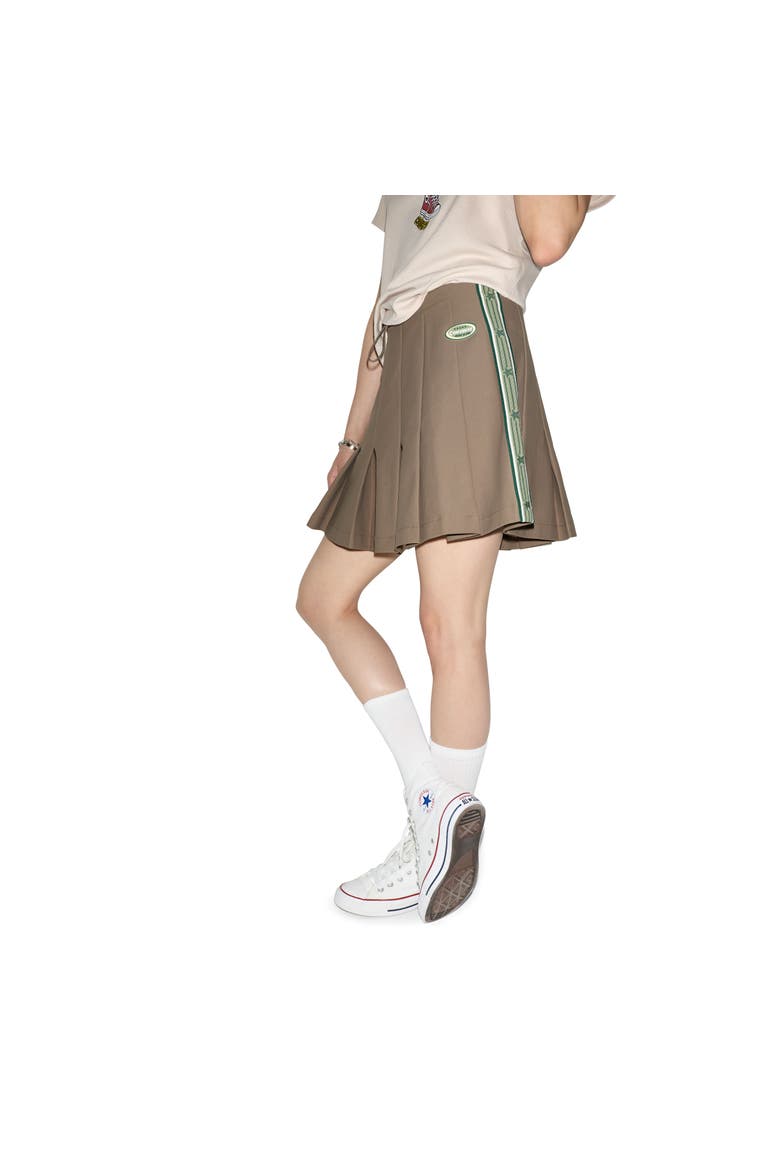 Pleated Track Skirt, Alternate, color, Taupe