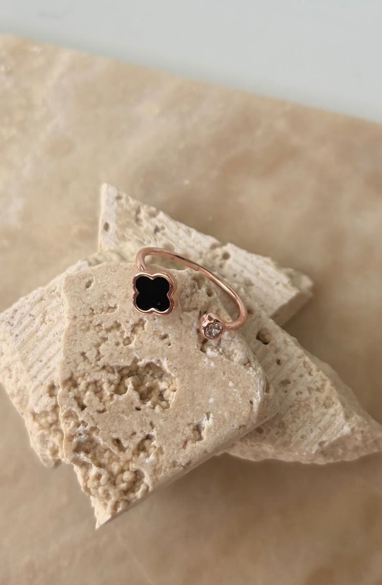 Adornia Cubic Zirconia & Clover Open Band Ring, Alternate, color, Pink