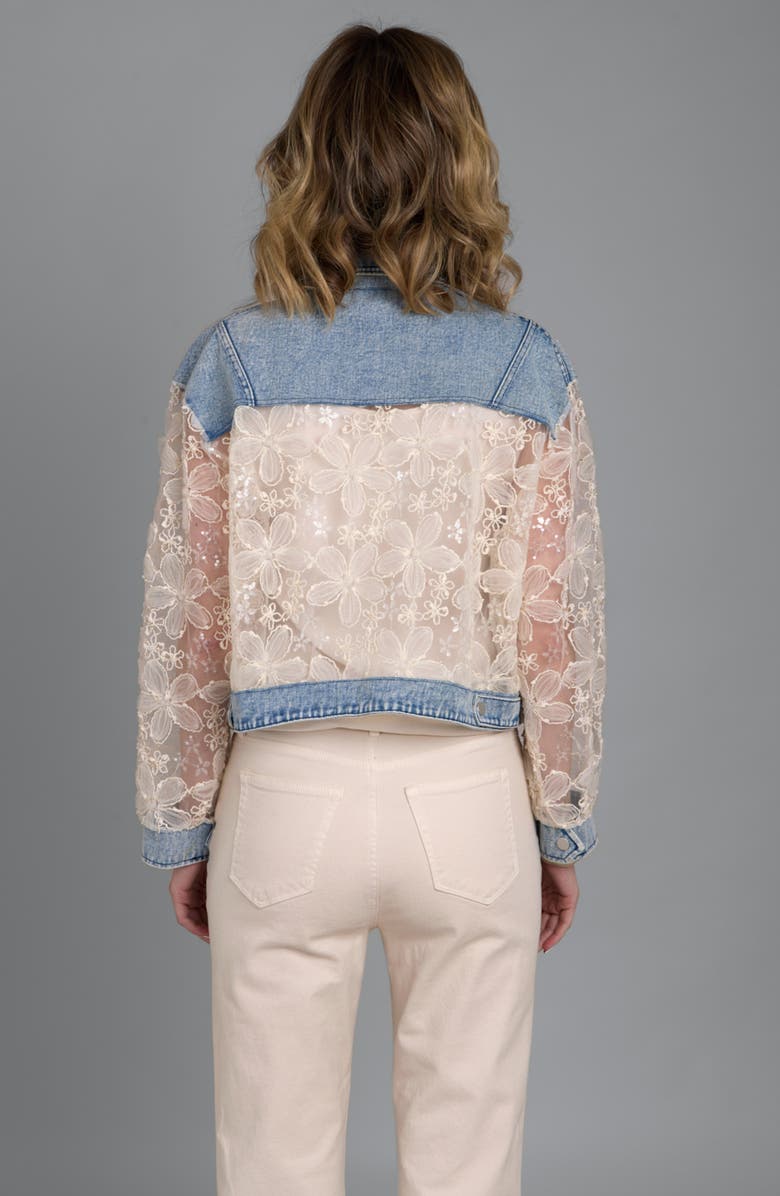 SAACHI Denim Lace Trucker Jacket, Alternate, color, Blue