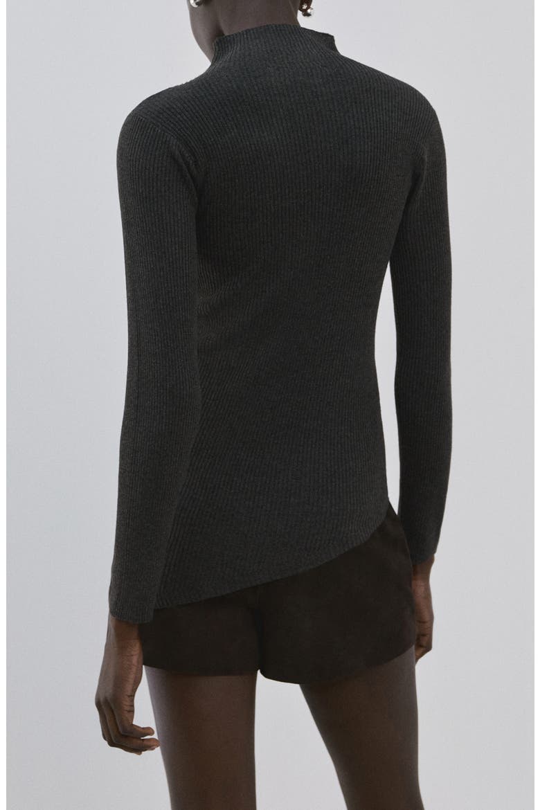 Asymmetric Hem Mock Neck Sweater, Alternate, color, CHARCOAL