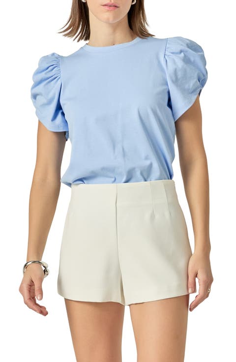 Gathered Sleeve Knit Top