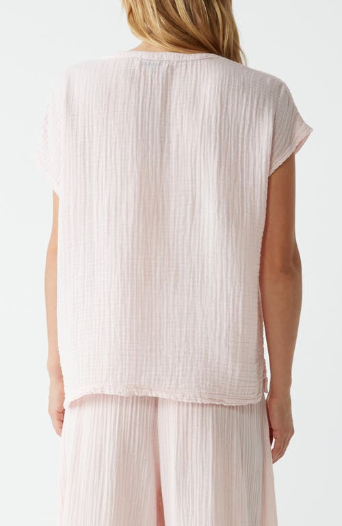 Michael Stars Naomi Split Neck Gauze Top In Lychee