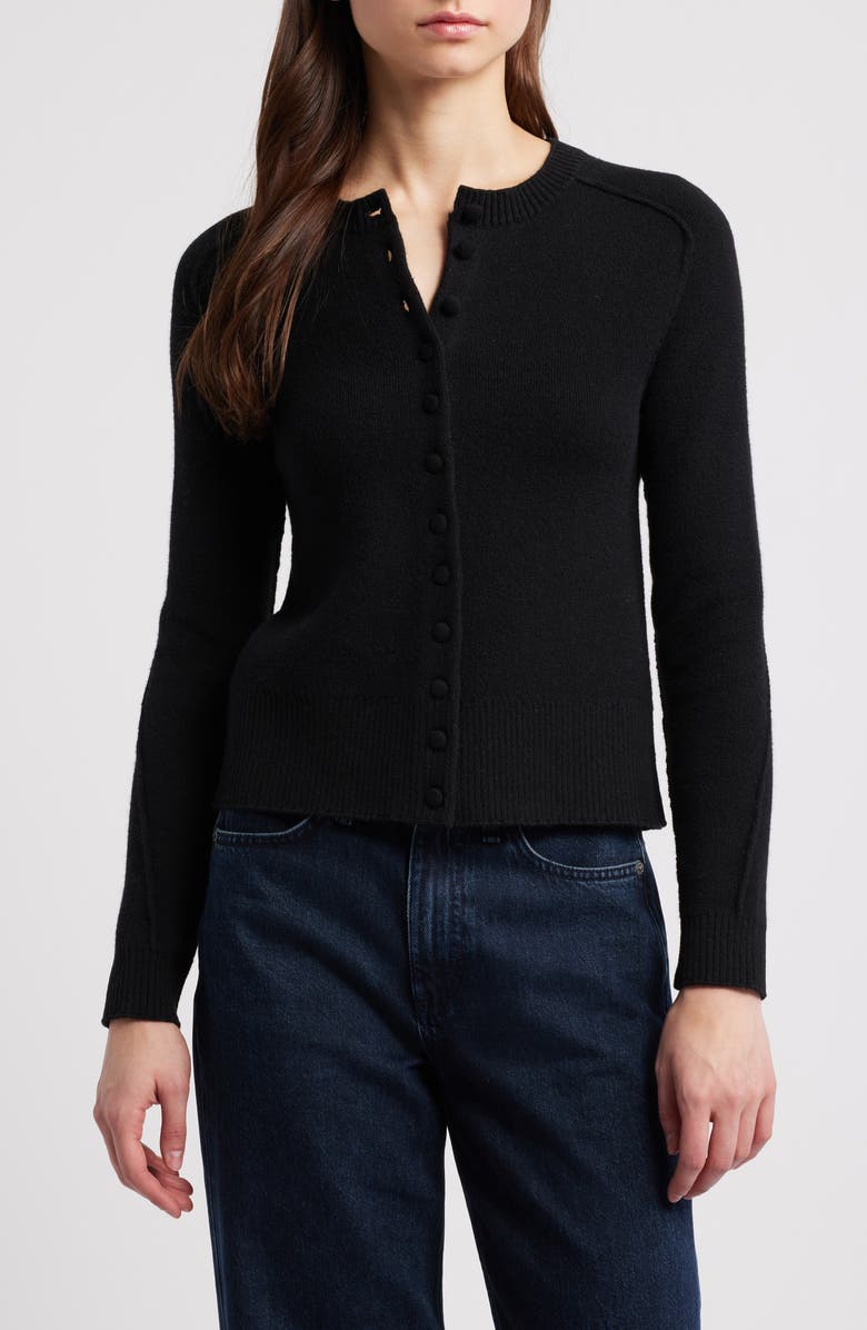 rag & bone Bridget Wool Blend Cardigan, Main, color, Black