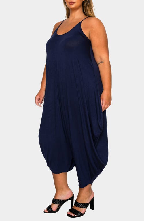 L I V D Quinn Pocket Balloon Leg Jumpsuit In Blue