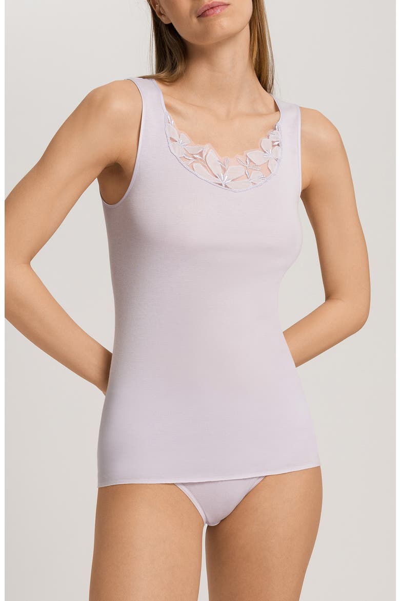 Kalea Embroidered Trim Cotton Tank Top, Main, color, PINK LAVENDER