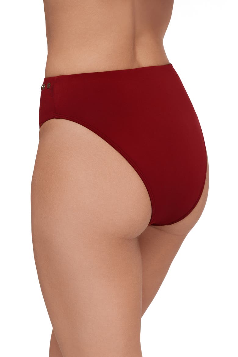Studded High Cut Bikini Bottoms, Alternate, color, SANGRIA